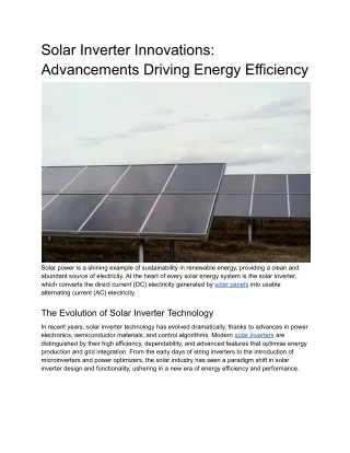 Solar Inverter Innovations_ Advancements Driving Energy Efficiency