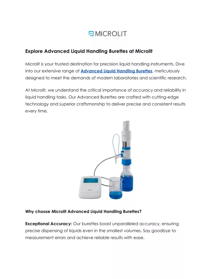 explore advanced liquid handling burettes