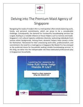 Delving Into The Premium Maid Agency Of Singapore