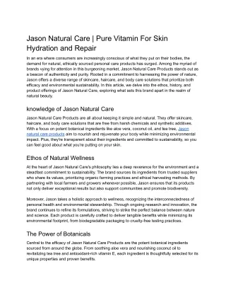 Jason Natural Care | Pure Vitamin For Skin Hydration and Repair