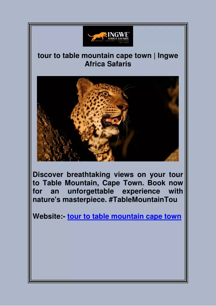 tour to table mountain cape town ingwe africa