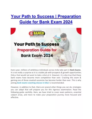 Your Path to Success  Preparation Guide for Bank Exam 2024