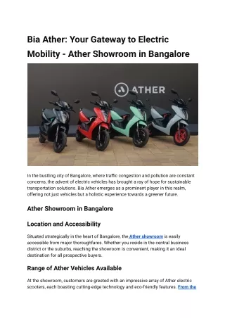 Bia Ather_ Your Gateway to Electric Mobility - Ather Showroom in Bangalore