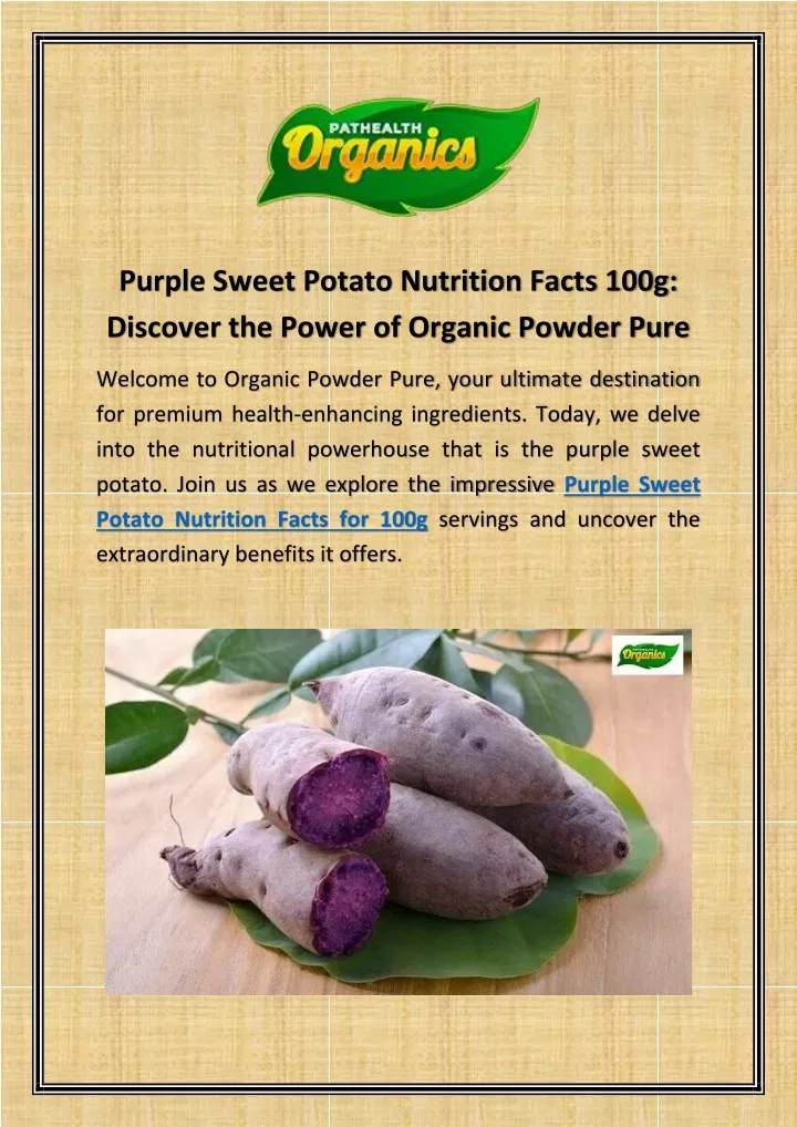 purple sweet potato nutrition facts 100g discover