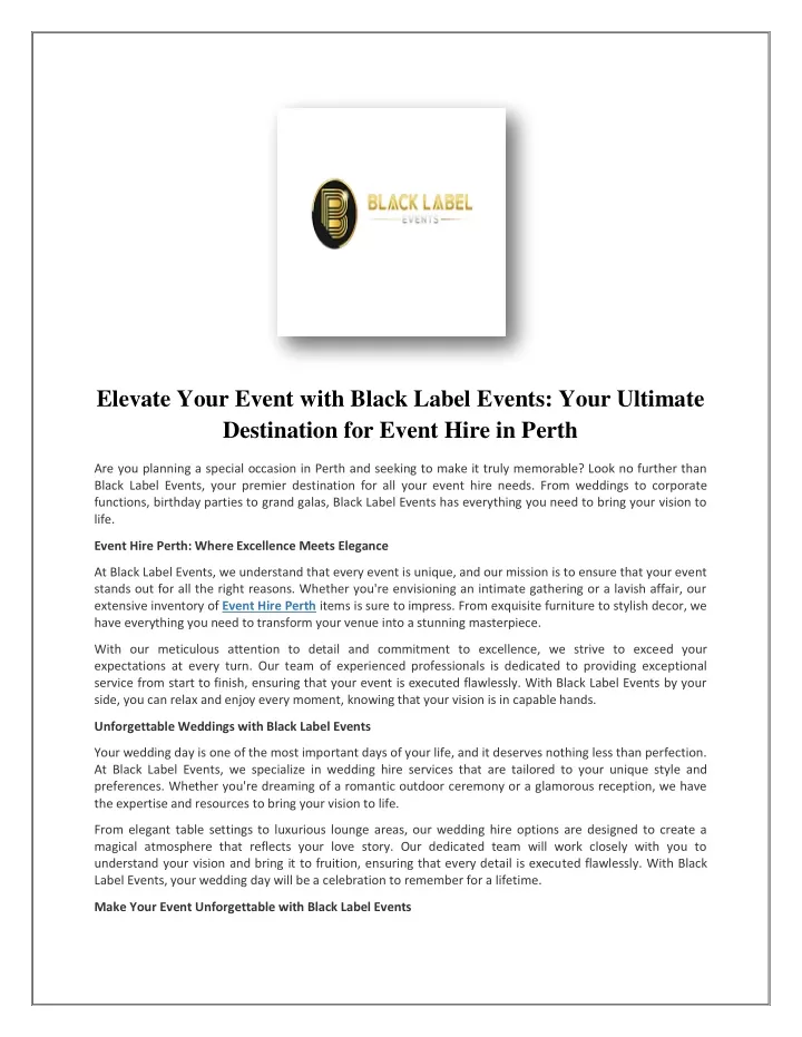 elevate your event with black label events your