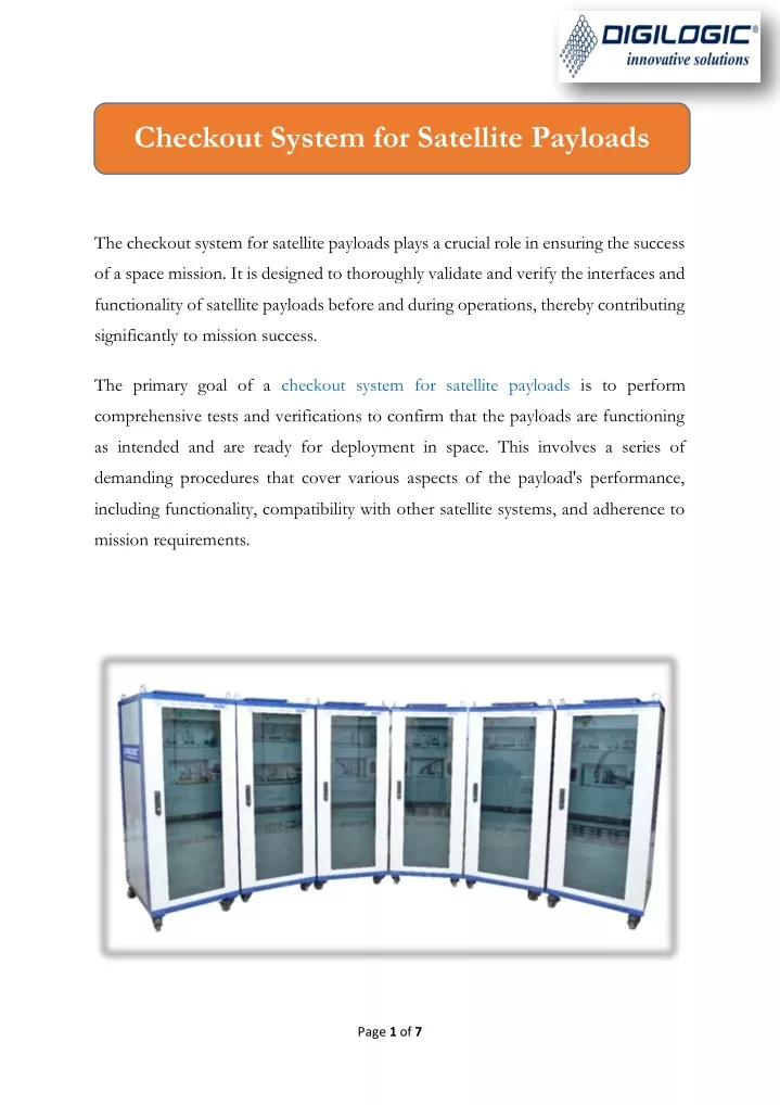 checkout system for satellite payloads