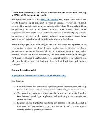 global rock salt market to be propelled expansion