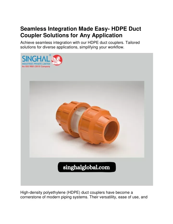 seamless integration made easy hdpe duct coupler