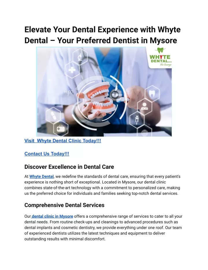 elevate your dental experience with whyte dental