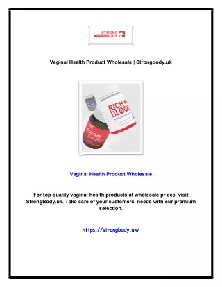 Vaginal Health Product Wholesale | Strongbody.uk