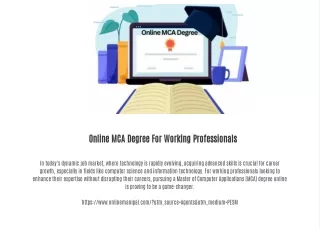 Online MCA Degree For Working Professionals