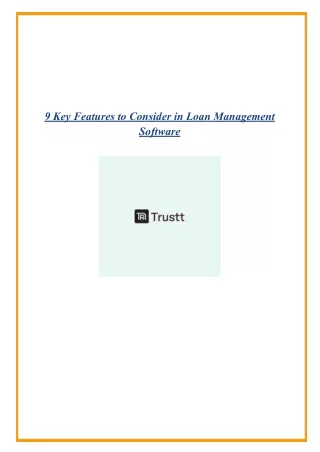 9 Key Features to Consider in Loan Management Software