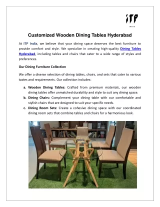 Customized Wooden Dining Tables in Hyderabad