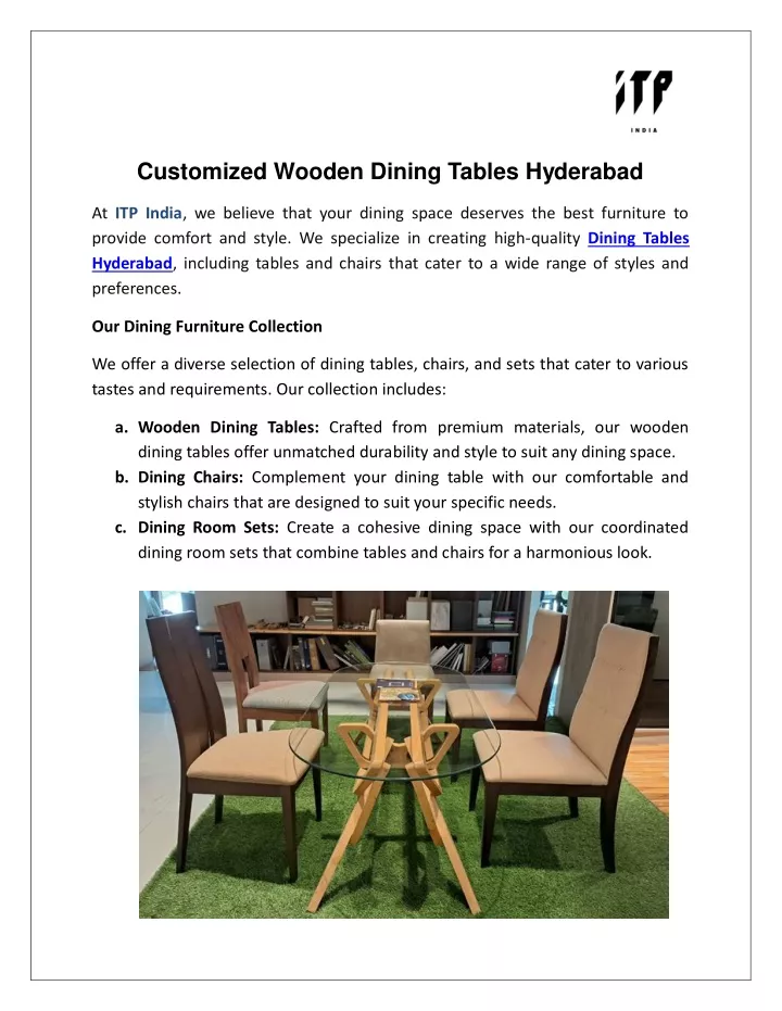 customized wooden dining tables hyderabad