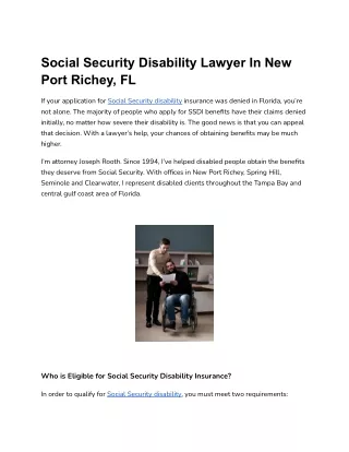 Social Security Disability Lawyer In New Port Richey, FL