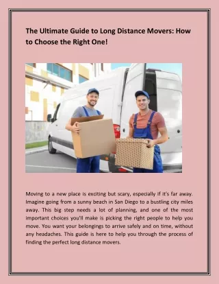 The Ultimate Guide to Long Distance Movers: How to Choose the Right One!
