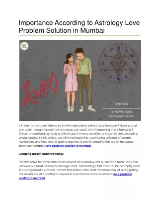 Importance According to Astrology Love Problem Solution in Mumbai