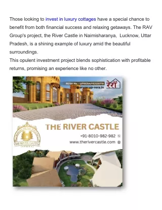Luxury Living Meets Lucrative Investment: The River Castle in Namisharanya