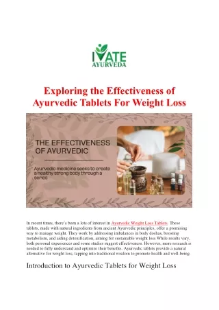Exploring the Effectiveness of Ayurvedic Tablets For Weight Loss