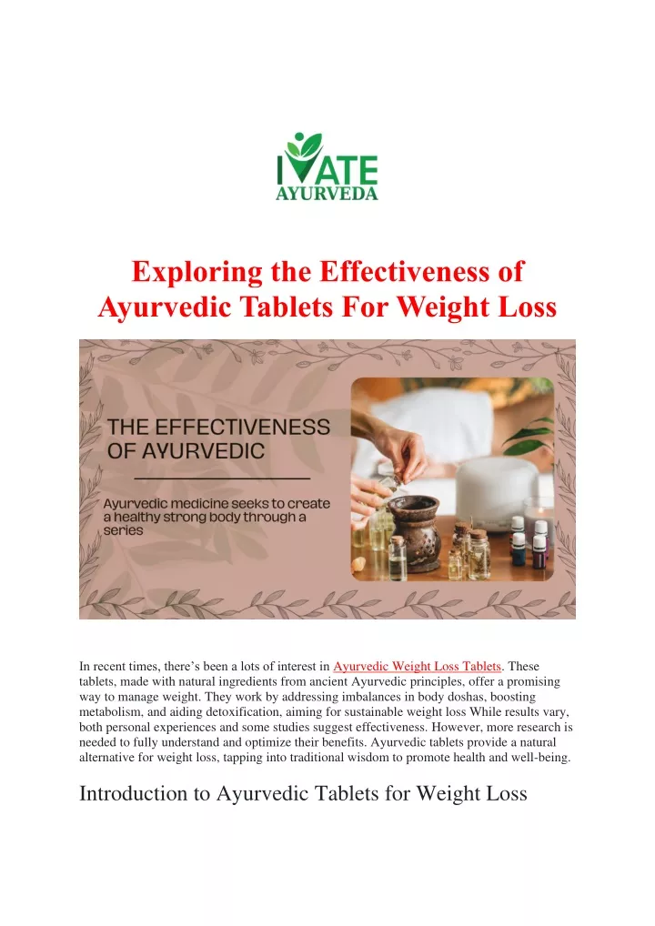 exploring the effectiveness of ayurvedic tablets