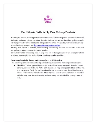 The Ultimate Guide to Lip Care Makeup Products