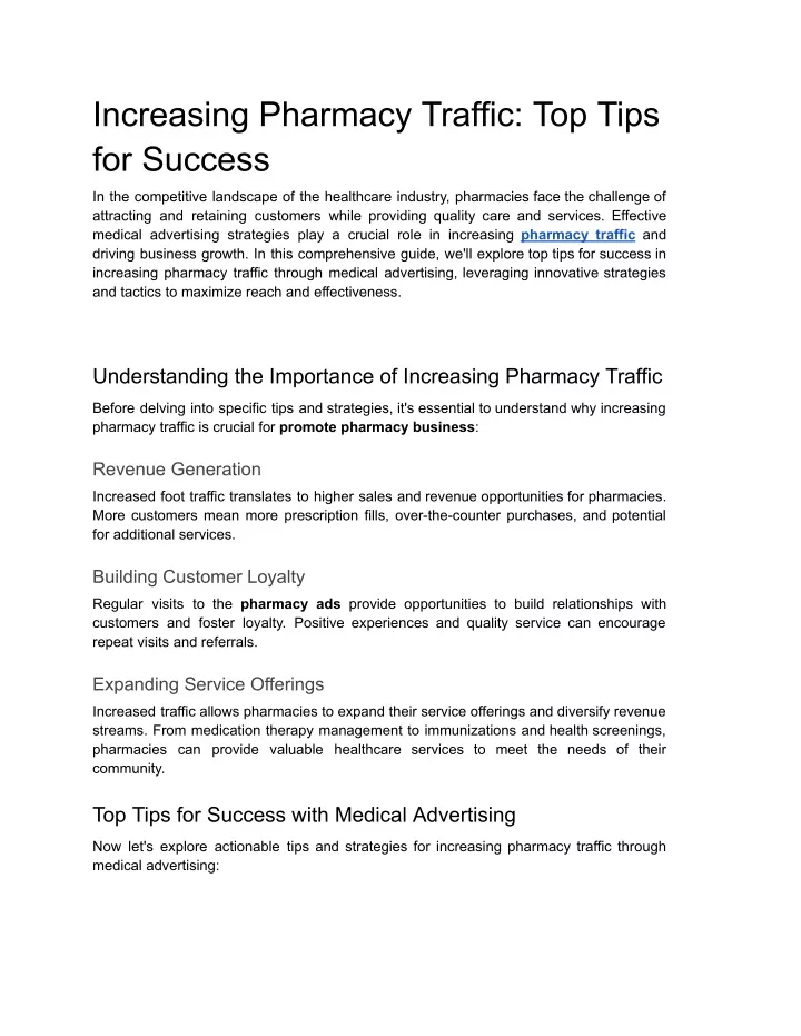 increasing pharmacy traffic top tips for success