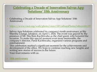 Celebrating a Decade of Innovation Salvus App Solutions' 10th Anniversary
