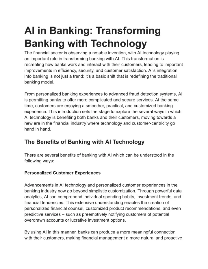 ai in banking transforming banking with