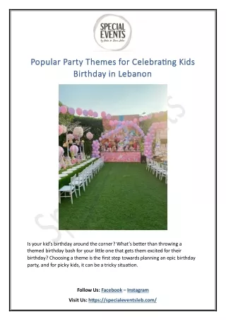 Find Out Popular Themes for your Kids Birthday Party in Lebanon | Special Events