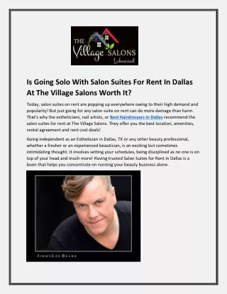 Is Going Solo With Salon Suites For Rent In Dallas At The Village Salons Worth It