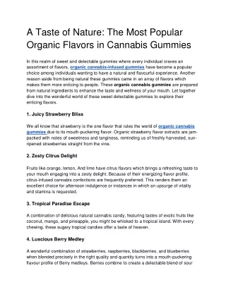 A Taste of Nature: The Most Popular Organic Flavors in Cannabis