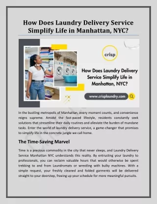How Does Laundry Delivery Service Simplify Life in Manhattan, NYC?