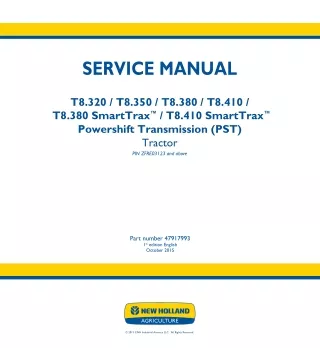 New Holland T8.380 SmartTrax Tractor Service Repair Manual (PIN ZFRE03123 and above)