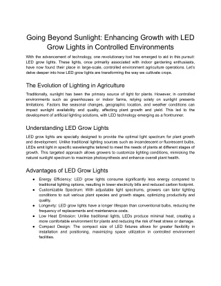 going beyond sunlight enhancing growth with