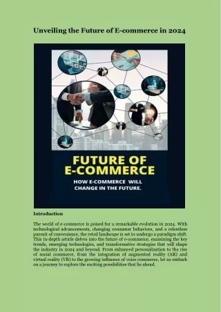 Unveiling the Future of E-commerce in 2024