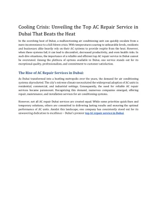 Cooling Crisis_ Unveiling the Top AC Repair Service in Dubai That Beats the Heat
