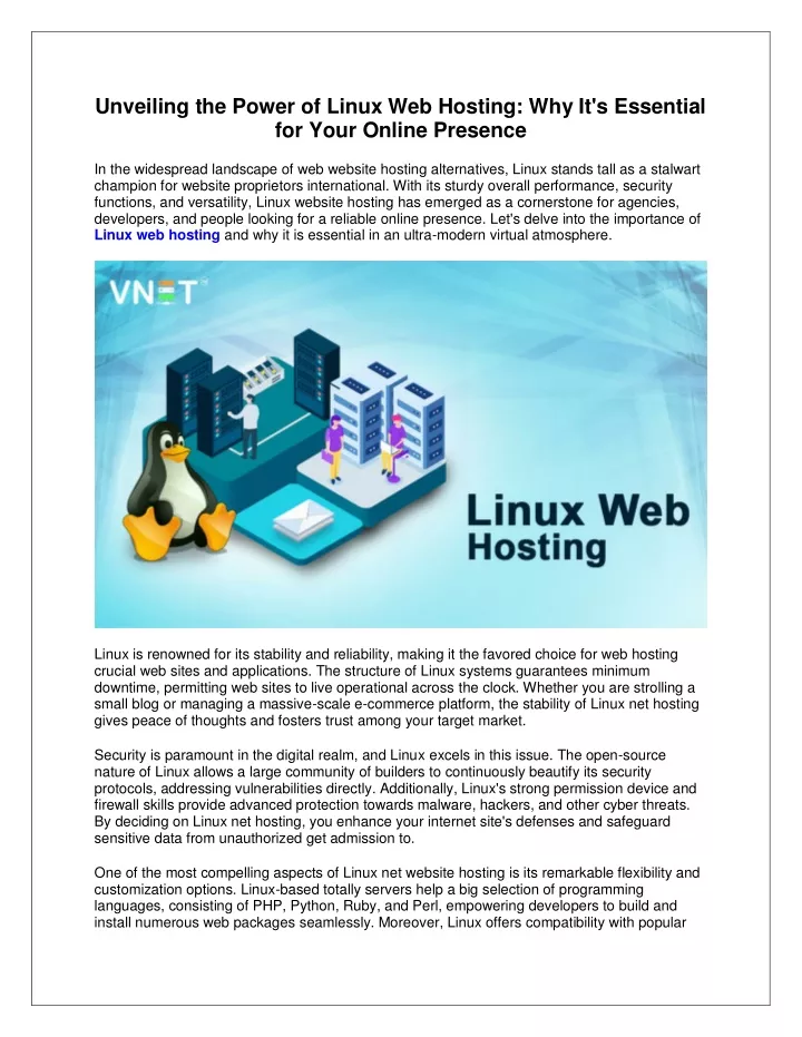 unveiling the power of linux web hosting