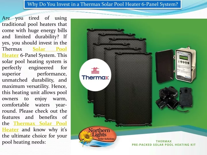 why do you invest in a thermax solar pool heater