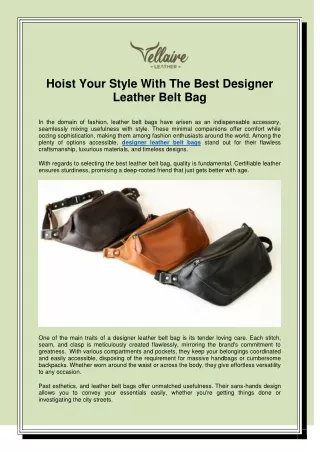 Hoist Your Style With The Best Designer Leather Belt Bag