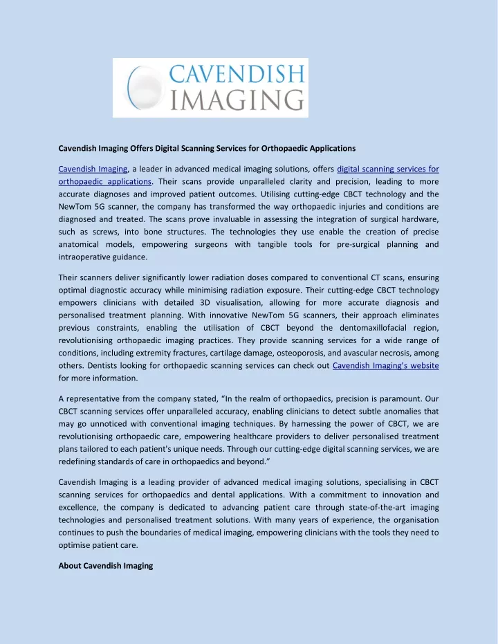 cavendish imaging offers digital scanning