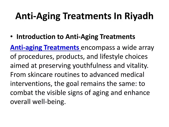 anti aging treatments in riyadh