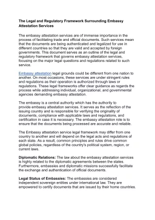 The Legal and Regulatory Framework Surrounding Embassy Attestation Services