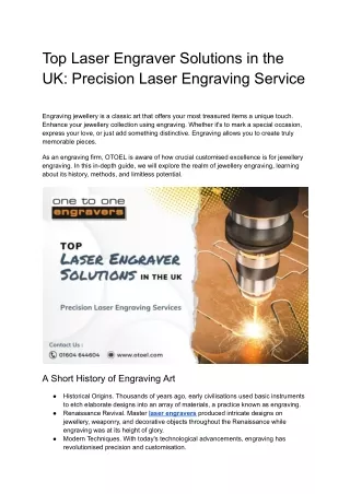 Top Laser Engraver Solutions in the UK: Precision Laser Engraving Services