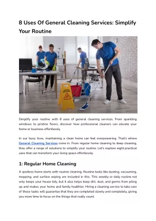 8 Uses Of General Cleaning Services_ Simplify Your Routine