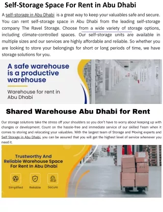 Storage Warehouse In Abu Dhabi