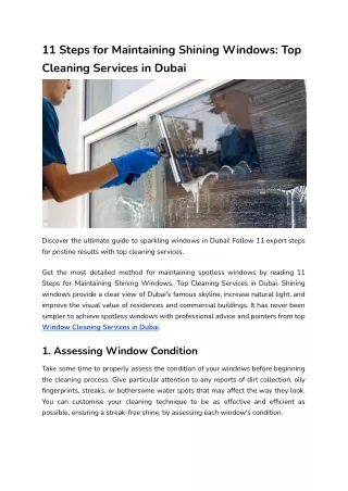 11 Steps for Maintaining Shining Windows_ Top Cleaning Services in Dubai