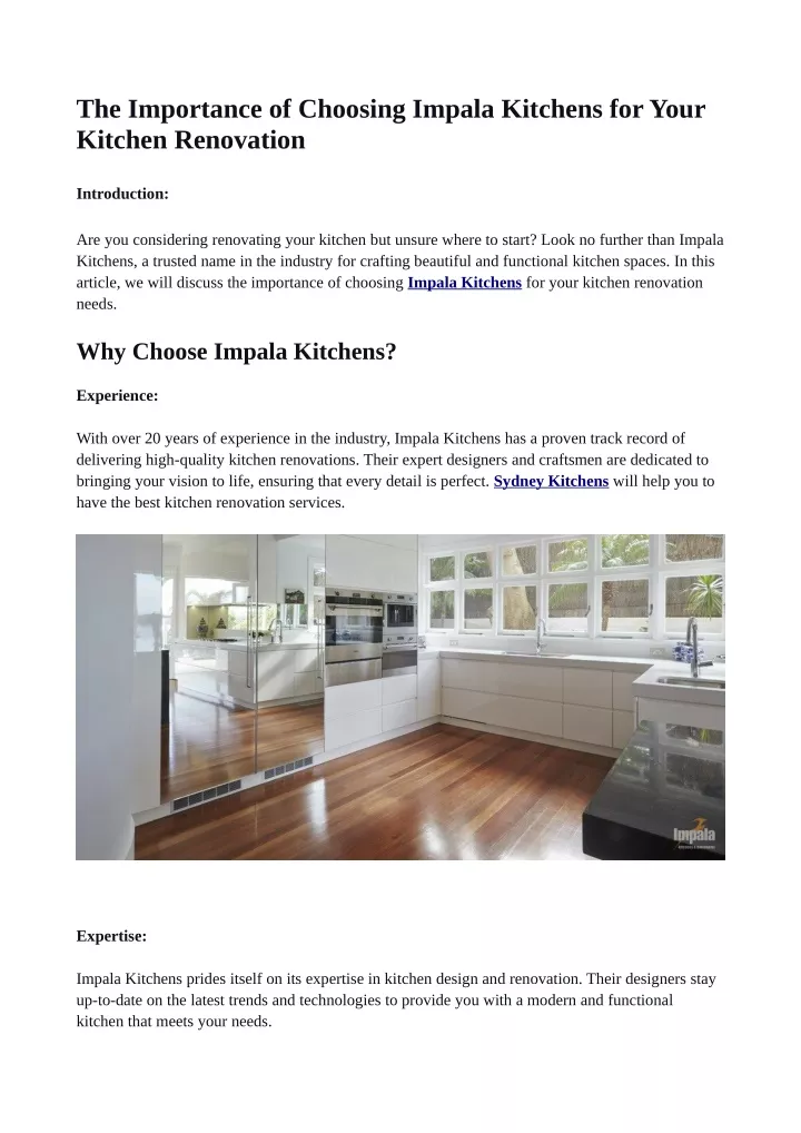 the importance of choosing impala kitchens