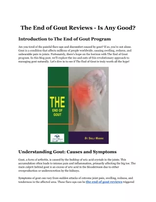 The End of Gout Reviews - Is Any Good