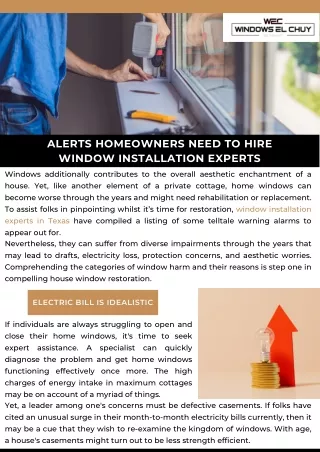 Alerts Homeowners Need to Hire Window Installation Experts