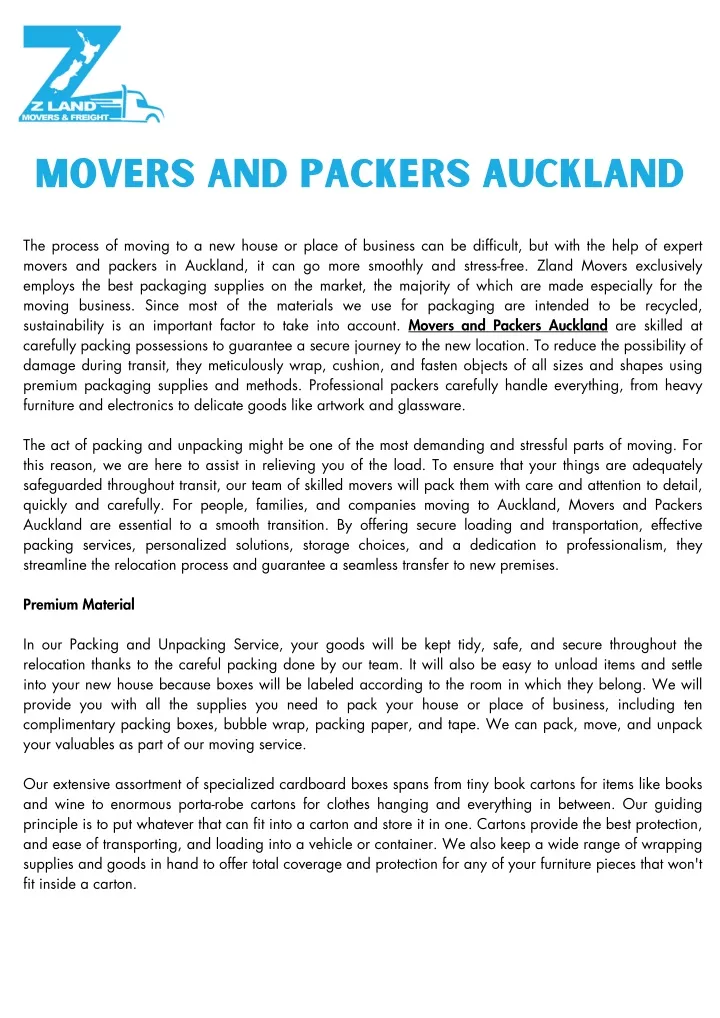 movers and packers auckland